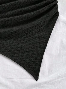 Soleia 新款夏季女士不对称下摆不对称领口扭结针织衫，绿色，优雅女士衬衫，适合海滩、波西米亚风、度假、秋季、节日、情人节、圣诞节等场合，百搭，适合音乐节、通勤等场合。 - 黑色 - 查看 7