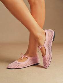 Rosivie Women Flats Spring And Summer New Models, Square Toe Design, Retro Love, Comfortable And Simple Vacation, Women's Flat Bottom, A Must For Commuting, Casual And Versatile - Pink - View 5