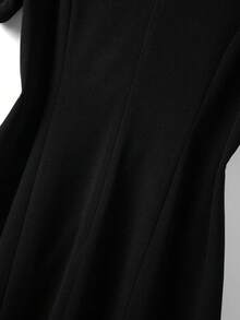 GlowEve CURVE Rochie midi cu guler rotund și decorațiuni cu funde, mărime plus, pentru femei - Negru - Vizualizare 8