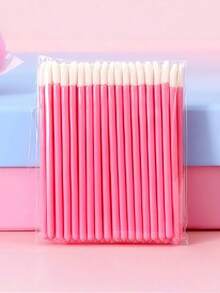 Pinceles desechables de labios con mango sólido rosa, cepillo de terciopelo aterciopelado para lápiz labial y brillo de labios, aplicador de limpieza de mousse de pestañas - Multicolor - Ver 5