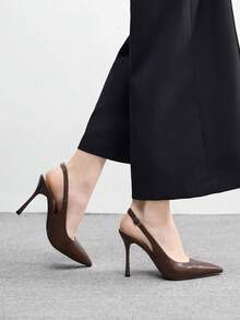 CUCCOO BIZCHIC 女士尖头搭扣设计时尚高跟凉鞋，适合日常穿着 - 棕色 - 查看 7