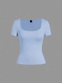 SHEIN EZwear Bộ 3 áo thun dệt kim nữ, nhiều màu, mùa xuân/hè. - Nhiều màu - Xem 4