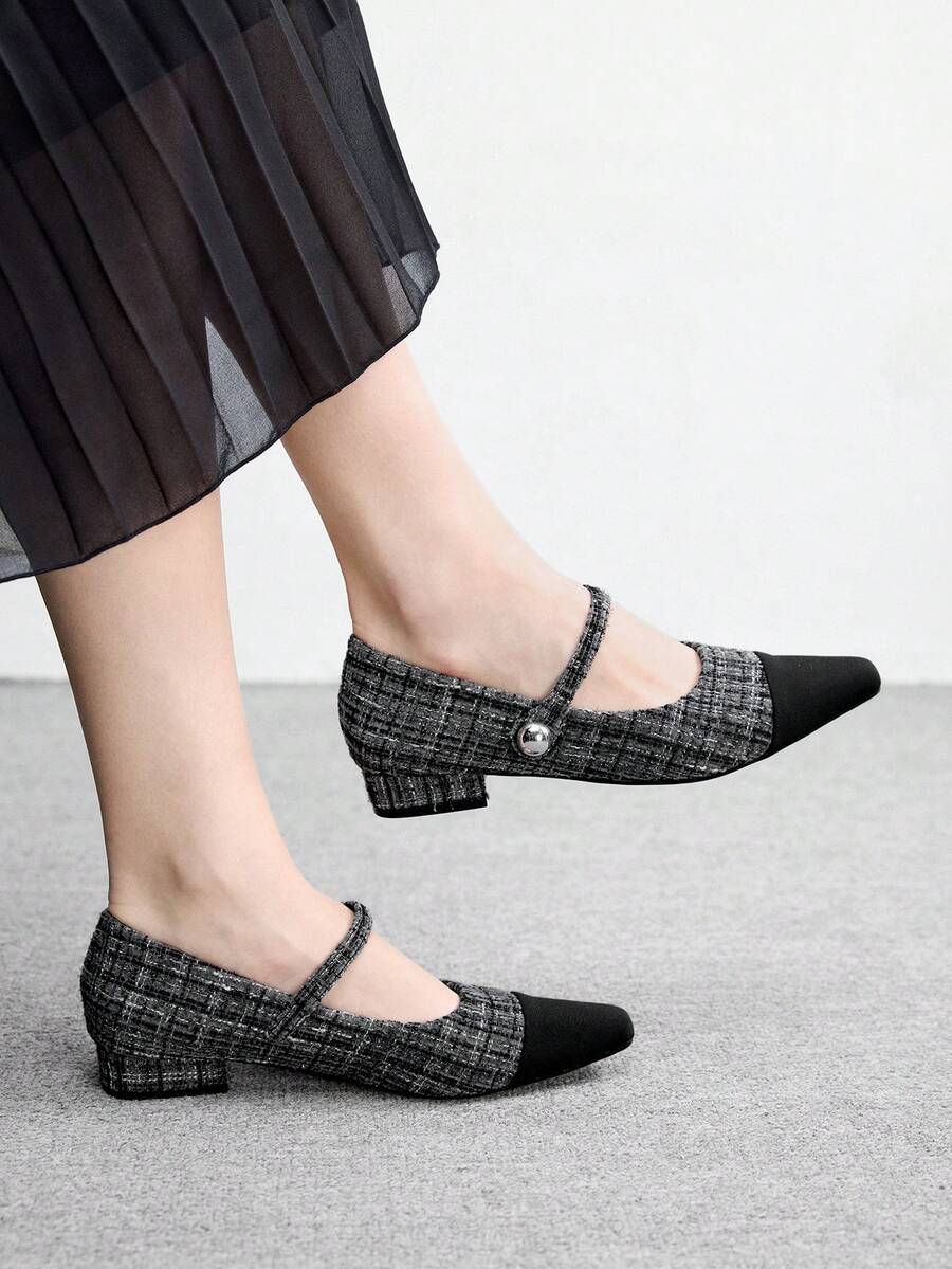 CUCCOO BIZCHIC Women's Stylish And Comfortable Mary Jane Shoes - grey grid - View 1