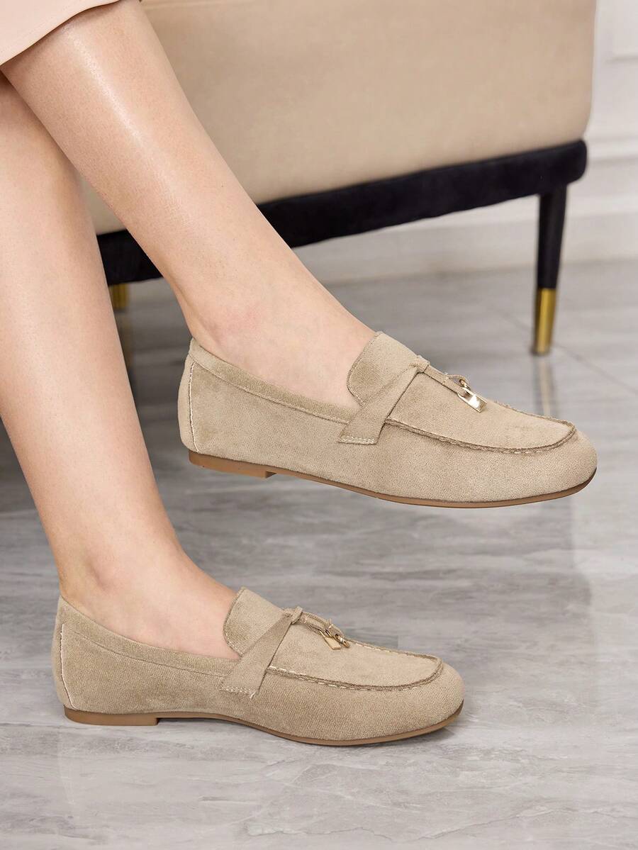 Sleekvia 女士休闲百搭通勤乐福鞋平底鞋 - 灰色 - 查看 1