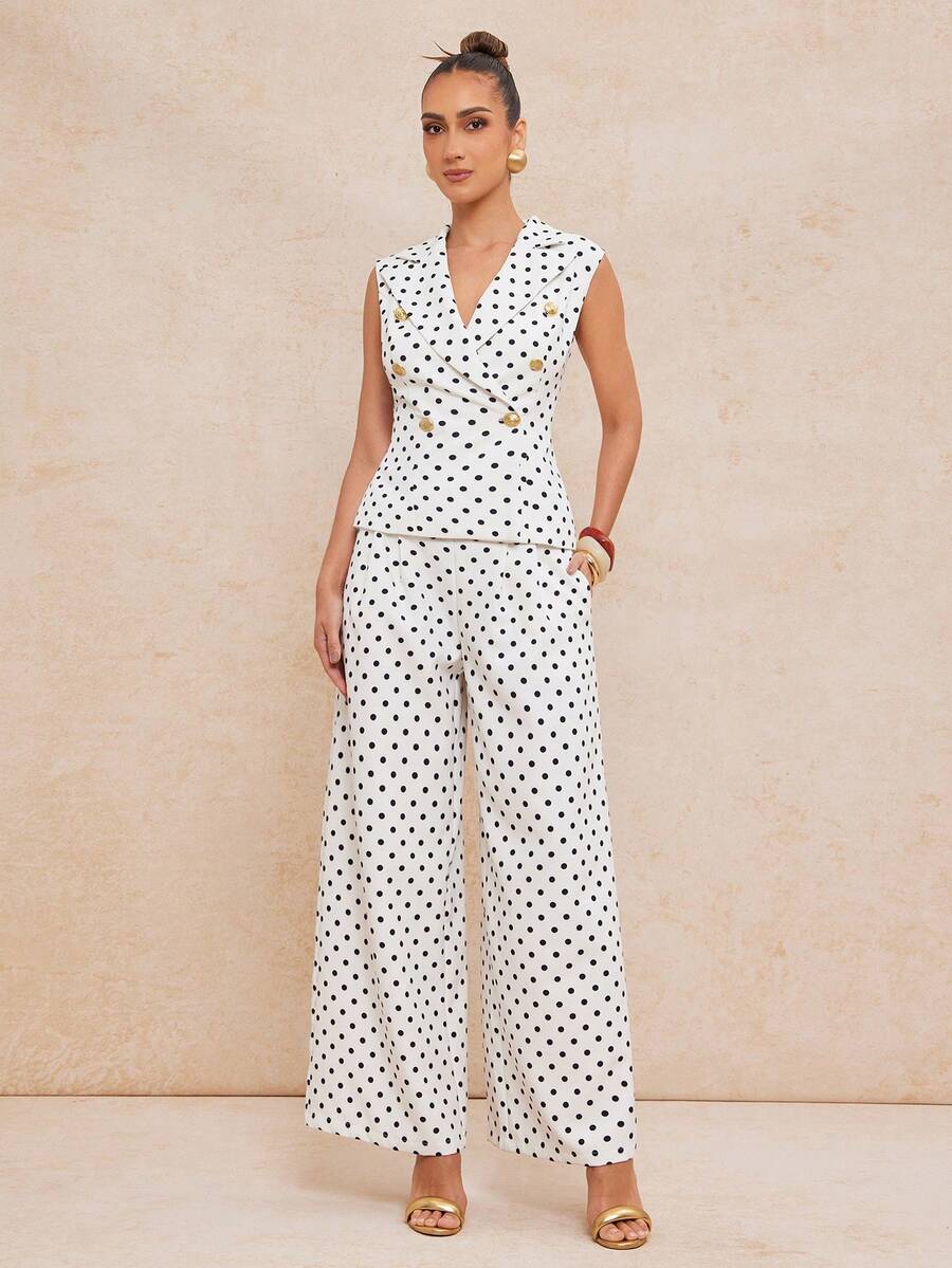 Lumalex Bộ đồ hai mảnh chấm bi trắng thanh lịch dành cho nữ, bao gồm áo blazer không tay vạt lệch và quần ống đứng cạp chun, hoàn hảo cho cả công sở và tiệc trà chiều, lý tưởng cho mùa xuân/hè. Sang trọng Năm Mới Diện Mạo Mới Yên Tĩnh Sang Trọng Tiệc Dạ Hội Tiệc Tiệc Tiệc Chật Kín Lộng Lẫy Tiệc Lễ Hội Rave Đi Chơi Kỳ Nghỉ Nóng Bỏng Ngoài Trời Nhiều Lớp Trang Phục Cưới Ngày Valentine Hướng Dẫn Quà Tặng Ngày Valentine Lãng Mạn Trang Phục Mùa Tiệc Tiệc ID Tiệc Năm Mới Kiểu Trang Phục Tiệc Áo Không Tay Màu Tím Áo Vest Tím Nữ Áo Màu Tím Đậm Kiểu Trang Phục Lấp Lẫy Tiệc Lễ Hội Rave Đi Chơi Kỳ Nghỉ Nóng Bỏng Ngoài Trời Nhiều Lớp Trang Phục Cưới Mùa Tiệc Tiệc Kiểu Trang Phục Sinh Nhật Bộ Đồ Chấm Bi Trắng Bộ Hai Mảnh Dành Cho Nữ Áo Chấm Bi Brunch - trắng - Xem 1