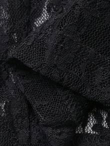 FRIFUL Quần legging nữ màu trơn, viền ren, thắt nơ ở eo, thích hợp cho mùa hè. - màu đen - Xem 9