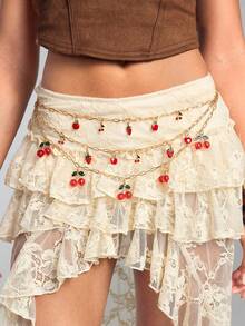 金色多層櫻桃草莓蘋果腰鏈