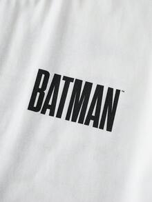 BATMAN X SHEIN 加大码男士蝙蝠字母印花短袖T恤 - 白色 - 查看 5