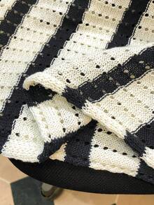 Manfinity Joysei 男士条纹短袖镂空单排扣休闲针织上衣 - 彩色 - 查看 7