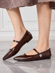 Sleekvia 女士搭扣设计休闲百搭平底鞋 - 棕色 - 查看 5