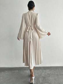 Firerie 优雅的A字裙/半身裙，饰有荷叶边，适合返校、学生、派对、复古风、休闲外出和职业场合。杏色，水母图案长袖，百搭休闲/伞裙/春季女装/沙滩装/婚礼宾客礼服/优雅女装/休闲女装。 - 杏色 - 查看 8