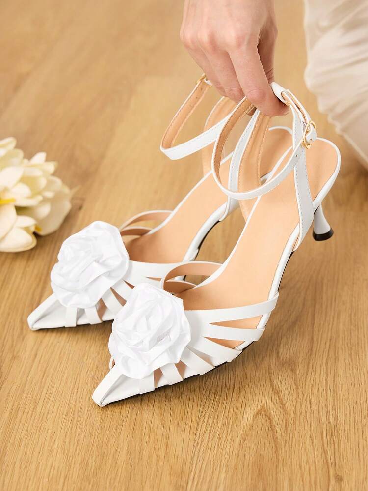 CUCCOO HITCHD Women's Pointed Toe Buckle Design Everyday Versatile Fashion High Heels Valentine's Day Elegant Shoes Wedding Shoes