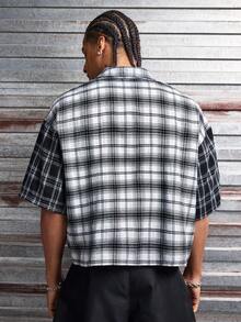 AXEPEAK Men's Casual Fashionable Street Plaid Print Loose Fit Drop Shoulder Shirt, Suitable For Daily Commute In Summer - Multicolor - View 2