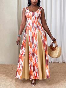 Xyvia Đầm không tay họa tiết hoa ghép mảnh, đầm dạ hội hoa, đầm dài, đầm dạ hội mùa hè dự tiệc ngoài trời, đầm thời trang - Nhiều màu - Xem 1