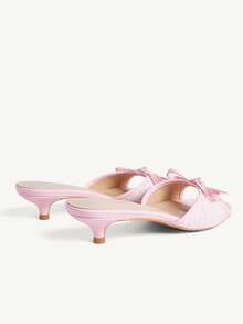 CUCCOO CHICEST Women Shoes Pink PU Fashion Elegant Comfortable Spring And Summer Bow Elements Kitten And Slippers Summer Shoes - Light pink PU - View 5