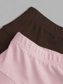 Set de 2 piezas de shorts y falda deportivos casuales de punto para mujer - Multicolor 3 - Ver 3