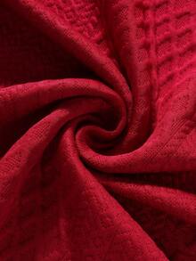 ARLO REED Men's Knitted Jacquard Solid Color Textured Ribbed Collar 3-Button Polo Shirt - Burgundy - View 7