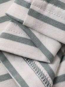 DAZY Conjunto de pijama holgado de 2 piezas con rayas y decoración de manzana linda para mujer - Gris - Ver 7