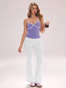 Sovereign Charm Women's Contrast Trim Sleeveless Casual Sports Camisole - Purple - View 6