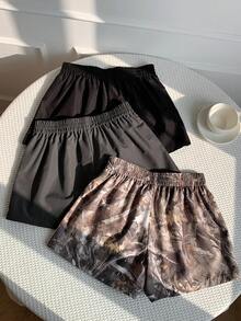 SHEIN PETITE CURVE 新款加大码女装娇小女孩夏季休闲多件装纯色及印花简约休闲短裤，适合娇小女性。高腰设计让您看起来更苗条，腿部更修长，适合娇小女性。适合所有季节和场合，居家休闲，适合娇小女孩和女性，夏季喇叭裤，夏季喇叭裤，夏季服装，夏季度假服装，女士长款夏季裤，春季服装，休闲裤，夏季高腰显瘦裤，女士休闲裤，女士性感裤，狂欢节服装，2026年狂欢节女士造型，2026年狂欢节女士服装，狂欢节服装 - 彩色 - 查看 2