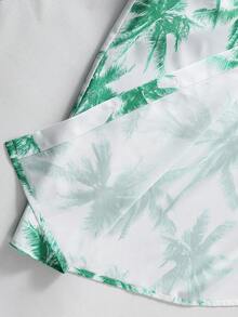 Vacation Printed Collared Woven Shirt For Teenage Boys - Green - View 6
