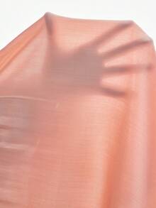 SHEIN Summer Solid Color Loose Lace Patchwork Bow Decor Short Sleeve Top And Wide Leg Pants Pajama Set - Coral Orange - View 7