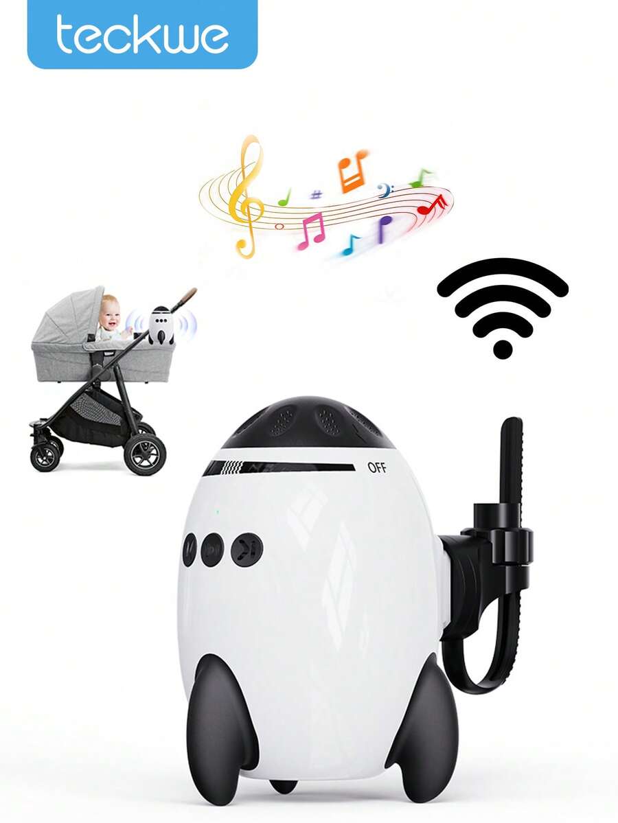 Teckwe Baby Stroller Rocker With Adjustable Vibration Speed And 11 Soothing White Noise, Hands-Free Rechargeable Sleep Soother Rocker, Portable Accessories For Strollers & Cribs, Essential Baby Gear - White - View 1