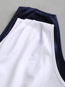 Sweetra 两件套女士上衣，秋季性感褶皱弹力面料修身通勤百搭酒红色和黑色套装 - 藍白色 - 查看 3