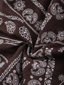 Franclia Quần ống rộng dáng suông dành cho nữ cỡ lớn, họa tiết hoa paisley, màu nâu cà phê, đa năng cho mùa xuân/hè. - Cà phê nâu - Xem 7