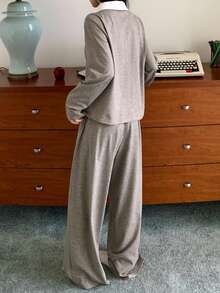 DAZY Ensemble de pyjama pour femme avec imprimé ours de bande dessinée, rayures et couleurs contrastées au col - Vert - Voir 2
