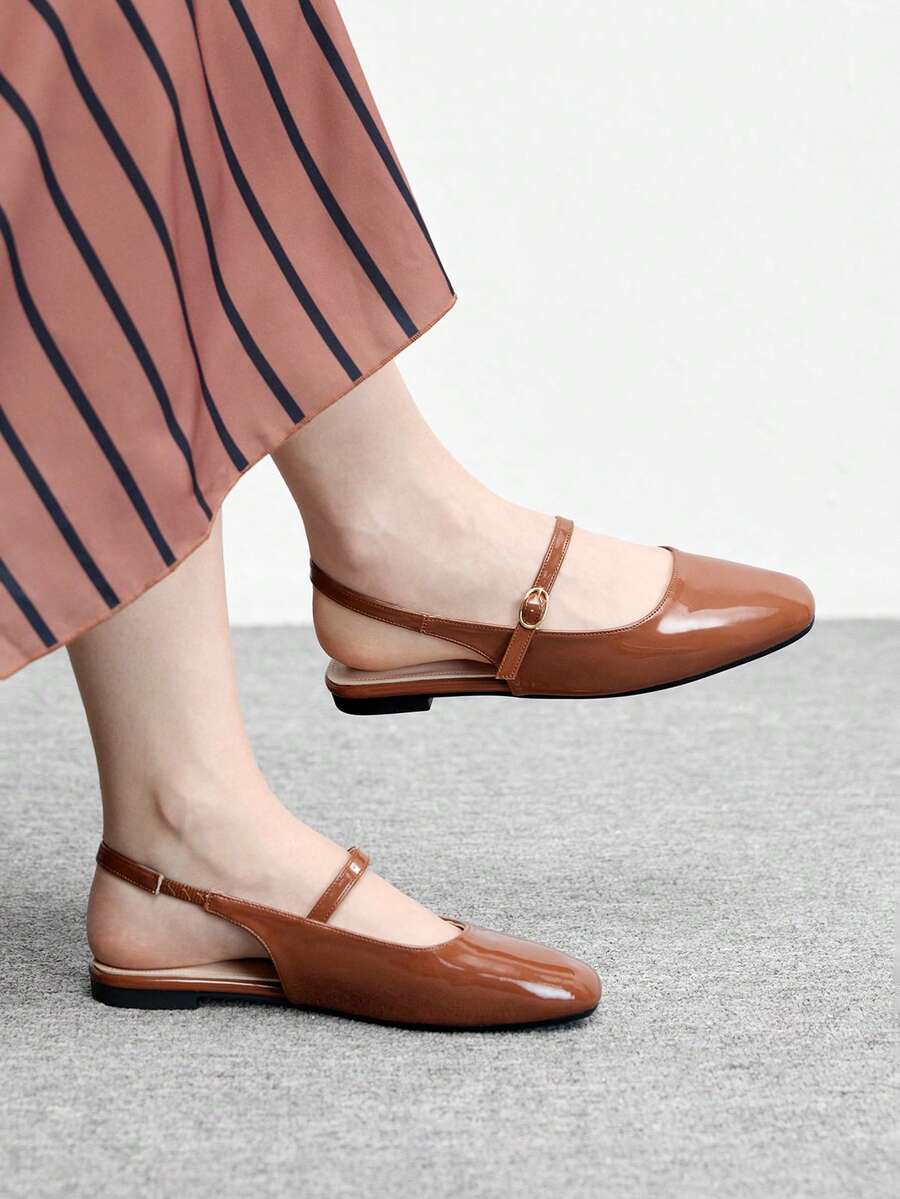 CUCCOO BIZCHIC Brown Mary Jane Flat Shoes - Brown - View 1