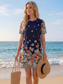 Sylviya 印花直筒連衣裙 - 彩色 - 查看 1