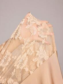 Slumberist Champagne Gold Satin & Contrast Lace Slim Fit Plus Size Long Nightgown - Champagne - View 6