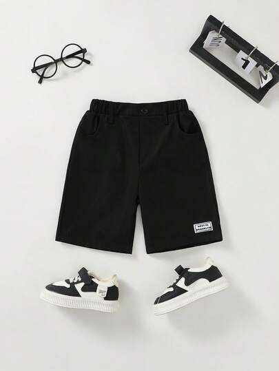 SHEIN Genkimix Kids Boys' Black Casual Pants, Multi-Pocket Design, Practical And Stylish. Suitable For Summer Boys' Street, Casual Gatherings, Daily Commute And Other Occasions, Simple Fashion Sports Casual Comfortable Black Shorts, Versatile Bottom Wear Casual Boys Shorts Little Boys Shorts Boys Black Shorts Boys Solid Shorts Kids Black Shorts Streetwear Boys Shorts Solid Short Pants Boys Summer Shorts Kid Black Shorts Boys Casual Shorts Boys Short Pants Boys Solid Black Shorts Boys Basic Shorts Streetwear Shorts
