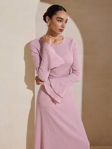 Graceveil 女士收腰喇叭修身优雅连衣裙 - 粉色 - 查看 1