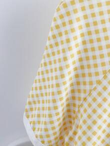 SHEIN Ladiora Women's Yellow Plaid T-Shirt With Bow Collar Design, Regular Fit Casual Commuter Style For Outings, Gatherings, Daily Wear, Spring/Summer - Multicolor - View 5