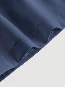 SHEIN MOD 女士休闲纯色短裙裤，配腰带，适合日常穿着、工作通勤，百搭夏季款 - 霧霾藍 - 查看 4