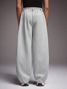 STYNVO Men's Solid Color Drawstring Waist Wide Leg Loose Casual Sweatpants Wide Leg Sweatpants Men's Baggy Sweats Lounge Pants - Light Grey - View 2