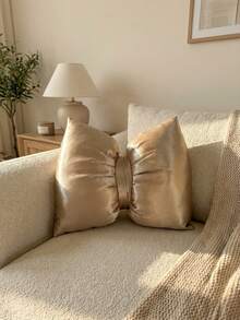Cirelle Soft Satin Bow Pillow Cushion Gold Silver Home Decor Valentine's Day Present - Multicolor - View 2