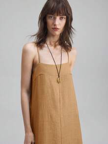 Ontre Đầm nữ dáng rộng không tay, phù hợp cho đi làm, công sở, thường ngày, đi nghỉ mát, đi biển, dự đám cưới, thanh lịch. - Màu vàng - Xem 2