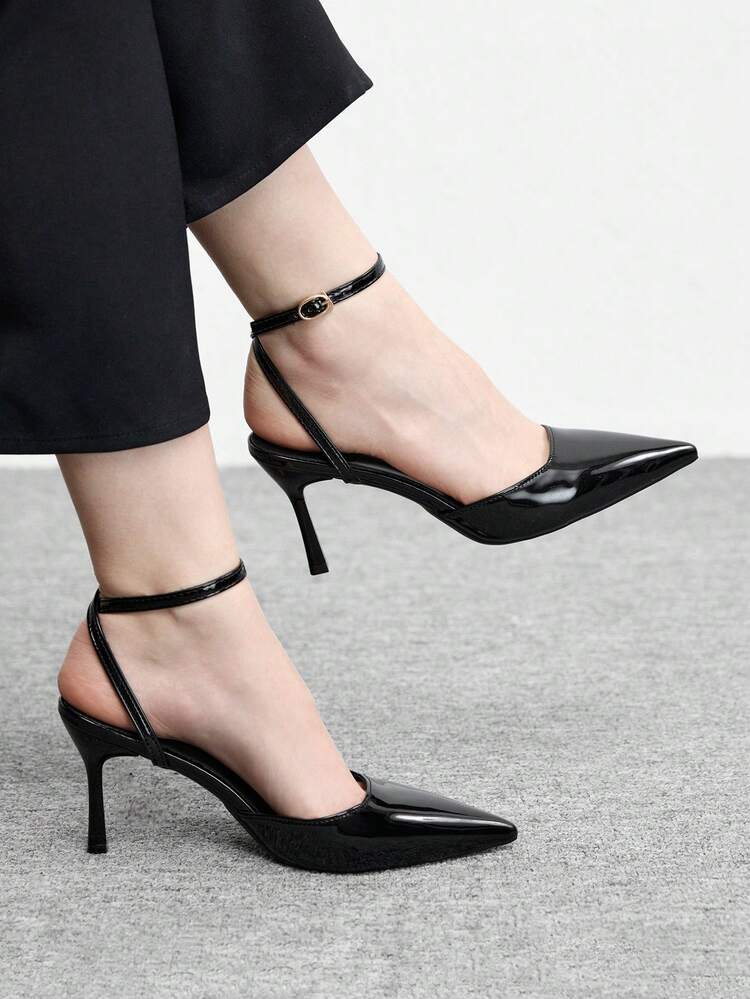CUCCOO BIZCHIC Women Shoes Women's Pointed Thin High Heel Black Ankle Strap Women's High Heel Shoes Slingback Shoes Daily Versatile Often Commuting To Work Women's Shoes Spring Shoes