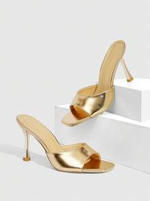 CUCCOO SZL Sandalias de tacón para mujer - Champán - Ver 3