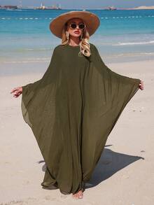 Swim Mulvari Áo khoác ngoài đi biển một mảnh dành cho nữ, kiểu dáng thường ngày. - Màu xanh lá cây đậm - Xem 4