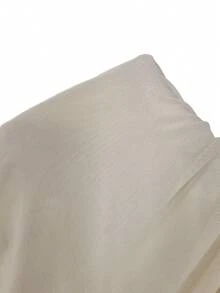 Aloruh 褶皱胸部优雅浪漫修身迷你连衣裙 - 杏色 - 查看 9