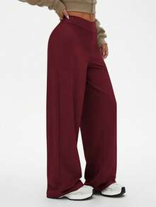 Dewbera Women's High Waisted Wide Leg Yoga Pants,Loose Fit Casual Sports Sweatpants,Flare Workout Leggings,Suitable For Running,Outdoor & Fitness - Burgundy - View 6