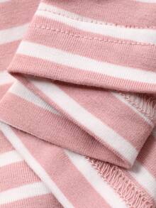 DAZY Conjunto de pijama holgado de 2 piezas con rayas y decoración de manzana linda para mujer - Rosa - Ver 7