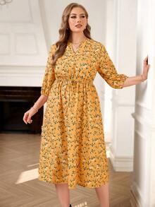 Rosumi 大码V领常规肩部泡泡袖遮肚中长连衣裙 夏季连衣裙 夏季穿搭 夏季服装 春季连衣裙 春季穿搭 女士春季服装 碎花连衣裙 女士碎花连衣裙 女士海滩度假穿搭 度假连衣裙 波西米亚风 - 彩色 - 查看 6