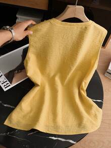 Franclia Women's Tank Tops Elegant Tank Tops Casual Tank Tops Fitted Tank Tops Ruffled Tank Tops Vacation Tank Tops Women's Yellow Tank Tops Women's Daily Wear Tank Tops Women's Beach Tank Tops Women's Spring And Summer Tank Tops - Yellow - View 2