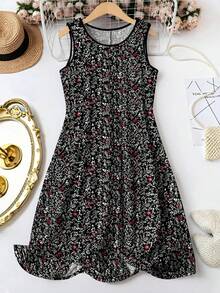 SHEIN LUNE 大码女式印花圆领无袖吊带裙 - 彩色 - 查看 3