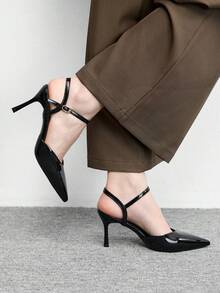 CUCCOO BIZCHIC Women Shoes Women's Pointed Thin High Heel Black Ankle Strap Women's High Heel Shoes Slingback Shoes Daily Versatile Often Commuting To Work Women's Shoes - Black - View 5